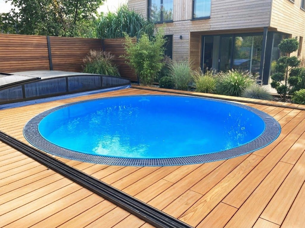 Rundpool Overflow Blue inkl. Treppe und Beleuchtung